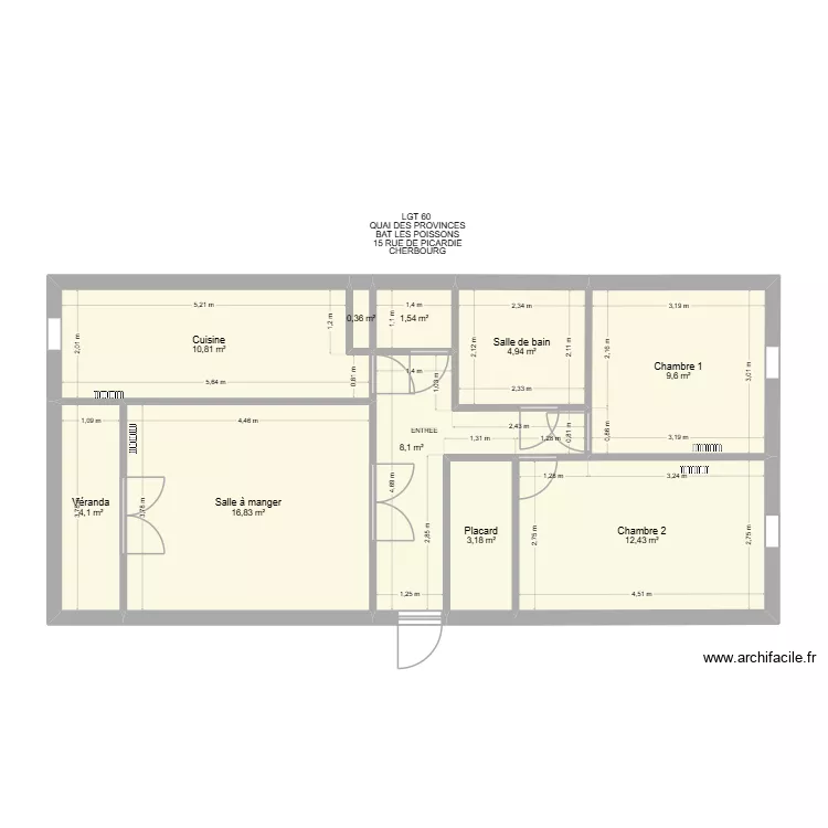 BAT LES POISSONS LGT 60. Plan de 10  et 72 m²