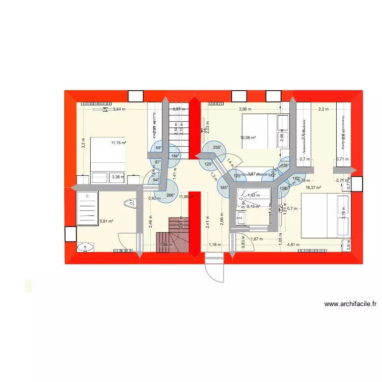 plan etage cesny sans cotation. Plan de 6  et 58 m²