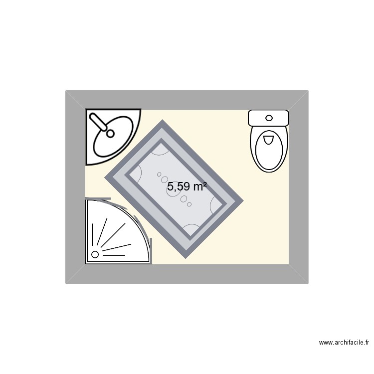 salle de bain. Plan de 1 pièce et 6 m2