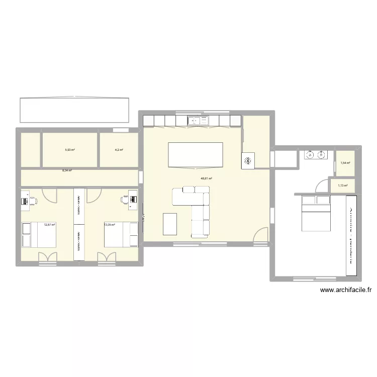VILLEFLOURE. Plan de 13  et 129 m²