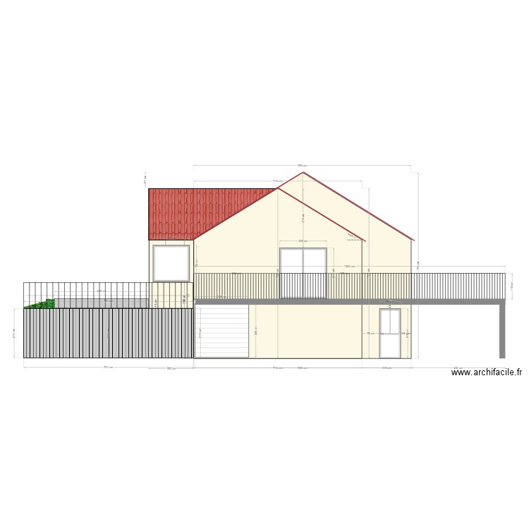 Façade sud modif LG. Plan de 0 pièce et 0 m2