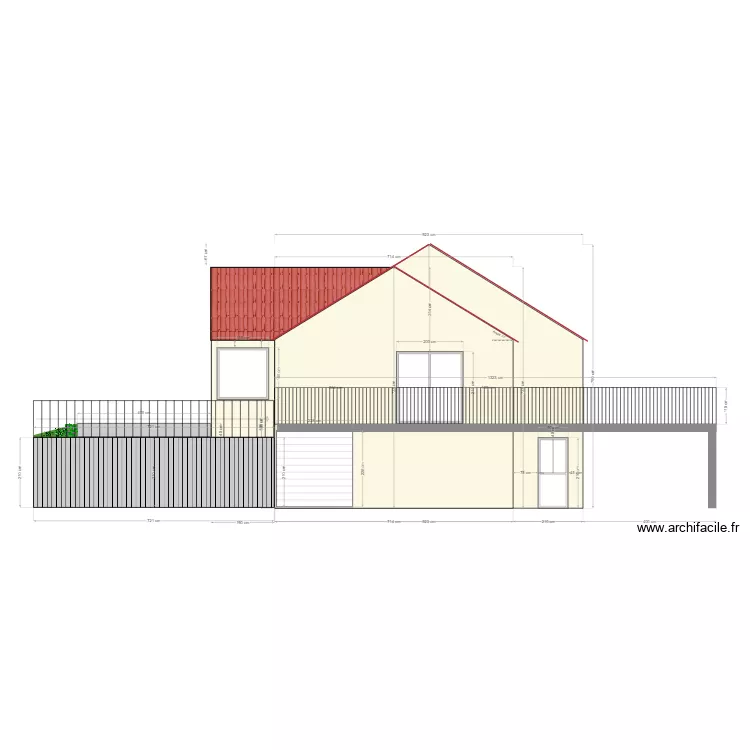 Fa&ccedil;ade sud modif LG. Plan de 