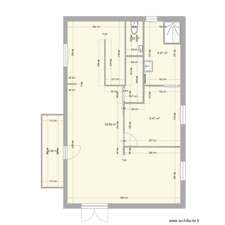 thierry chalet existant. Plan de 5 pièces et 61 m2