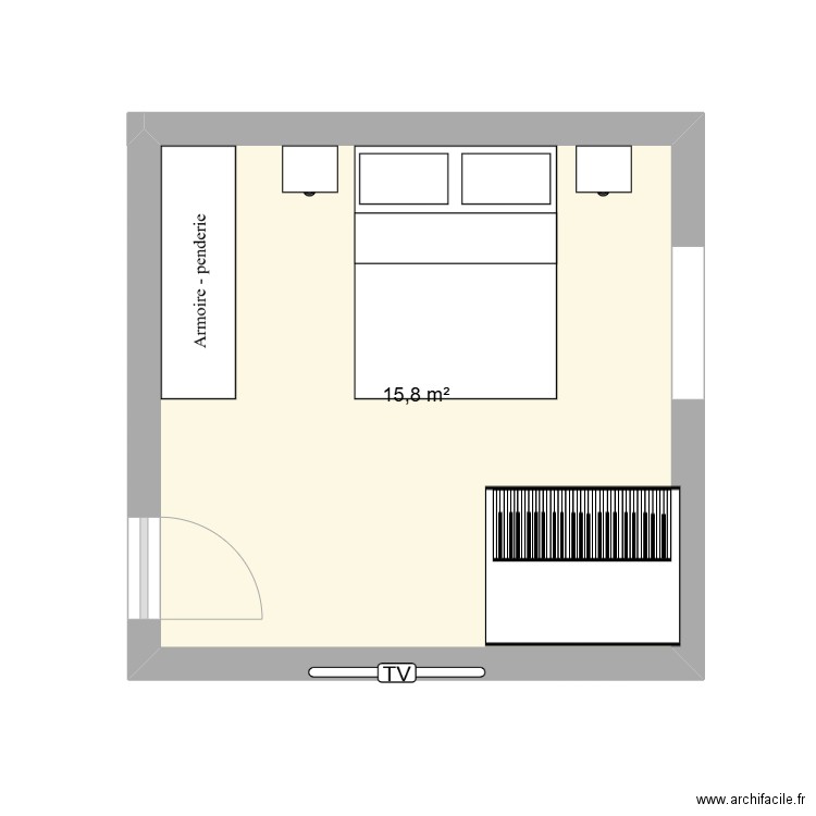 aggrandissement. Plan de 1 pièce et 16 m2