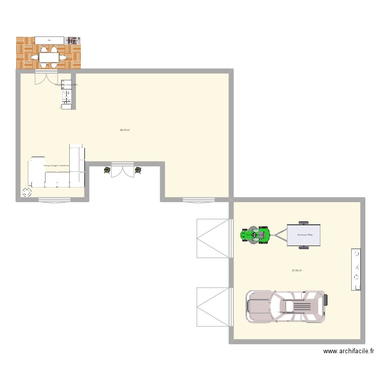 projet maman. Plan de 2 pièces et 156 m2