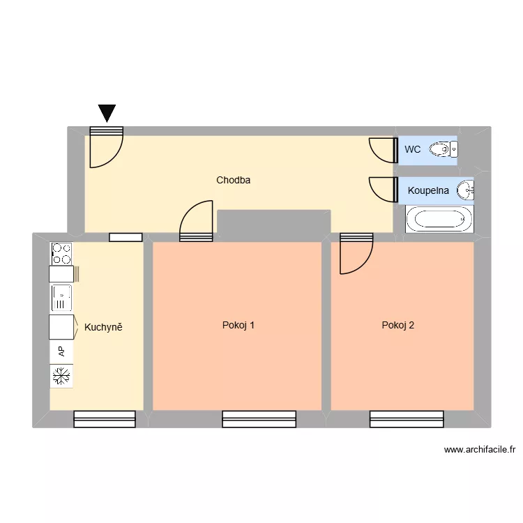 n&aacute;m. T.G. Masaryka 797, byt 6. Plan de 9  et 64 m²