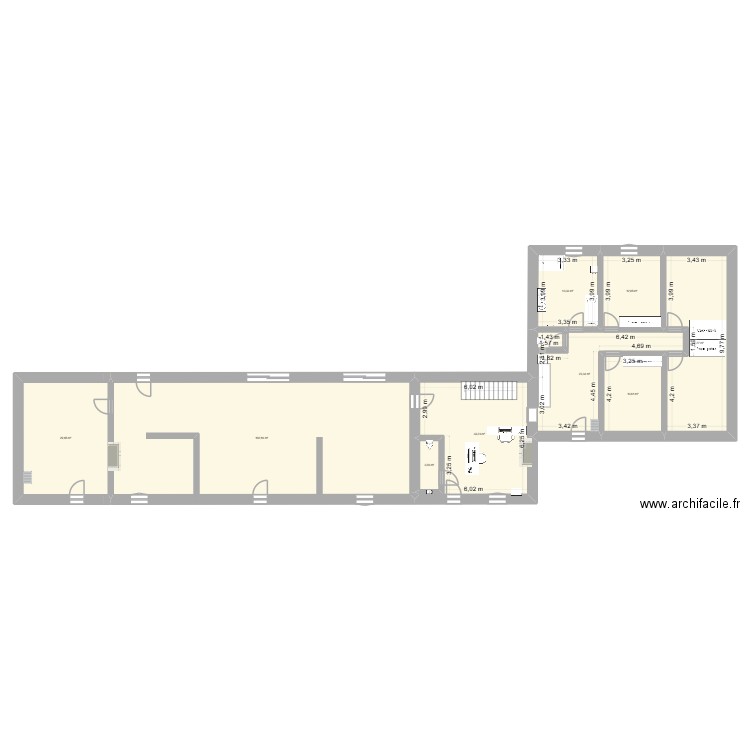 Martinière. Plan de 9 pièces et 263 m2