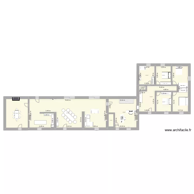 Martini&egrave;re. Plan de 9 pièces et 258 m²