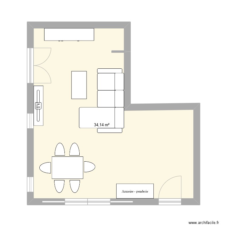 Paluds test 3. Plan de 1 pièce et 34 m2