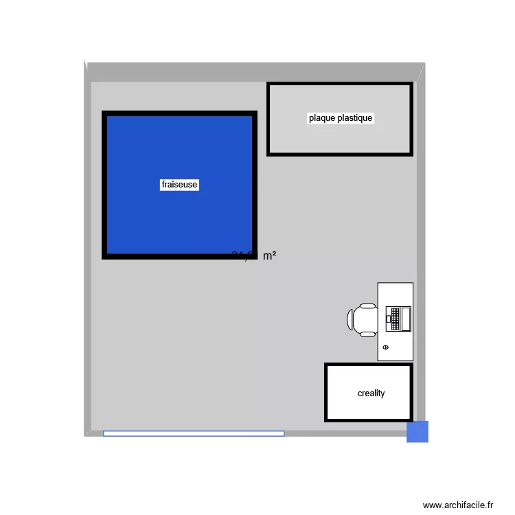 salle tech. Plan de 1  et 22 m²