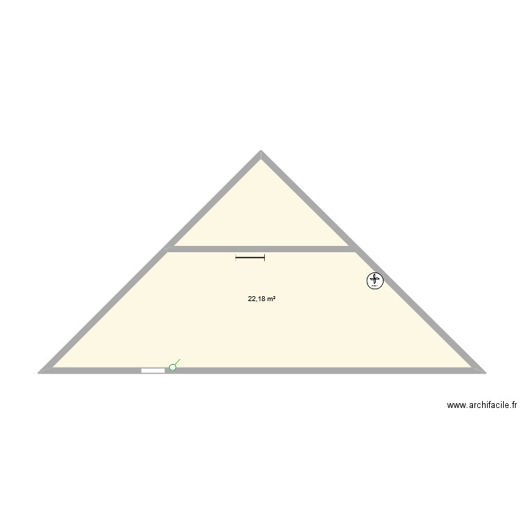 Grenier. Plan de 1 pièce et 22 m2