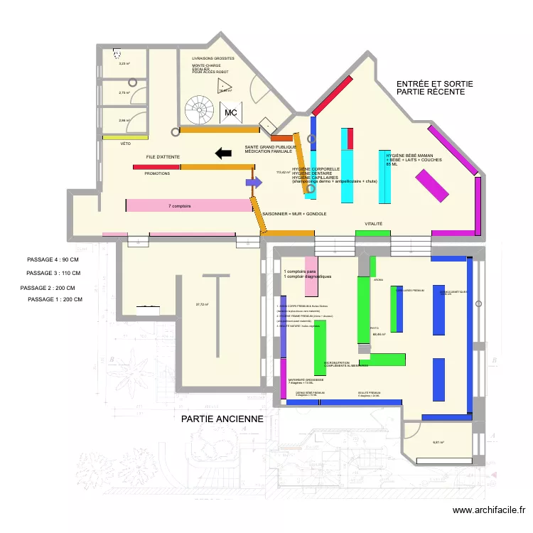 Plan pharmacie Enti&egrave;re 21. Plan de 