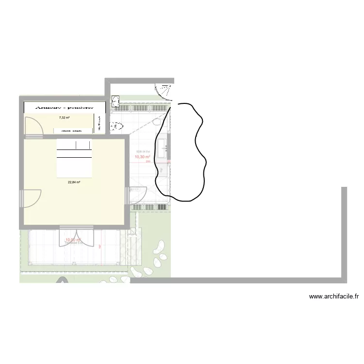 Bungalow 2.1. Plan de 2  et 30 m²
