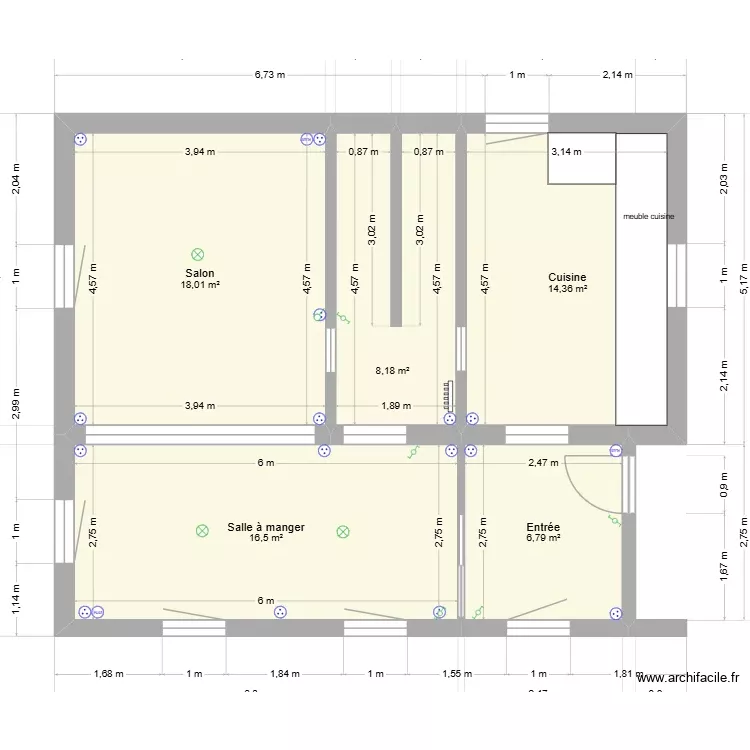 MAison 2. Plan de 5 Pièces et 64 m²