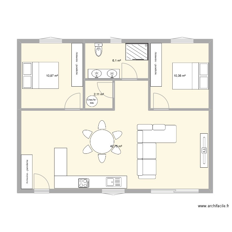 maison solene. Plan de 5 pièces et 72 m2