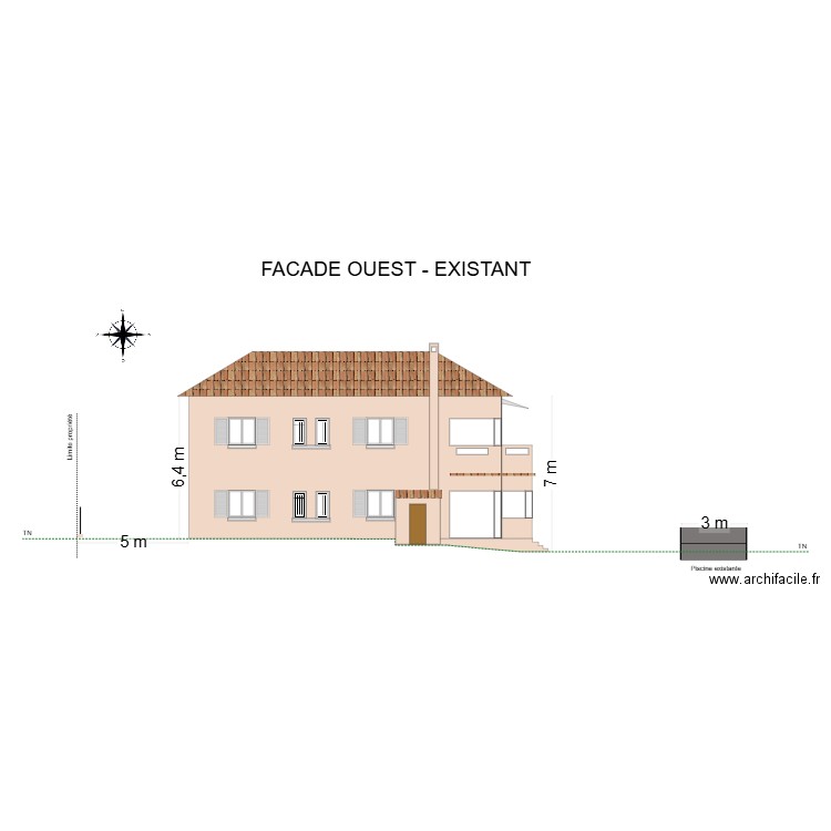 Daniel façade OUEST - existant 1. Plan de 0 pièce et 0 m2