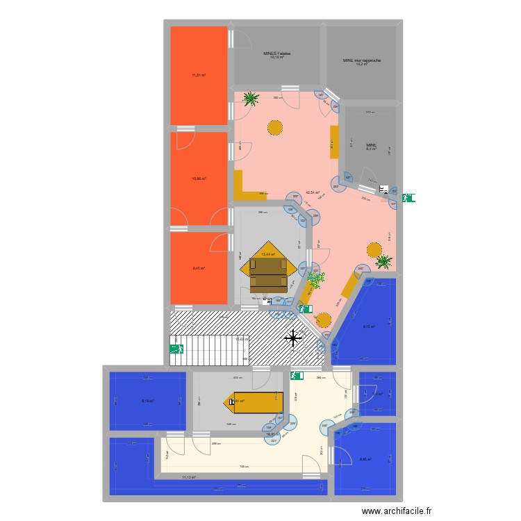 Montagne Marais. Plan de 16 pièces et 201 m2