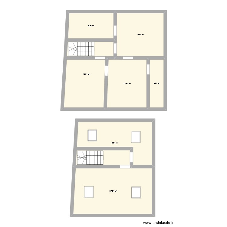 2eme étage antoine clesse. Plan de 7 pièces et 115 m2