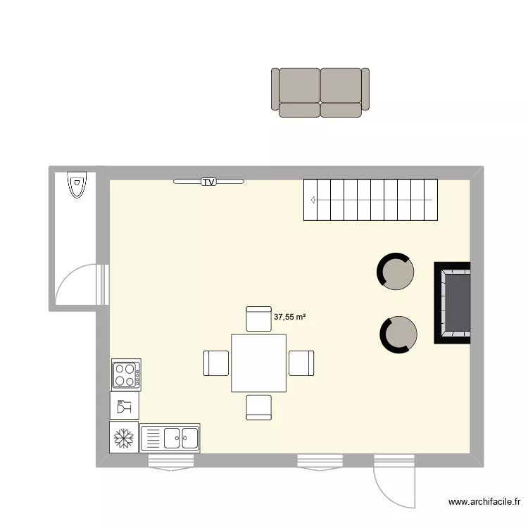 rez de chauss&eacute;e 2. Plan de 1  et 38 m²