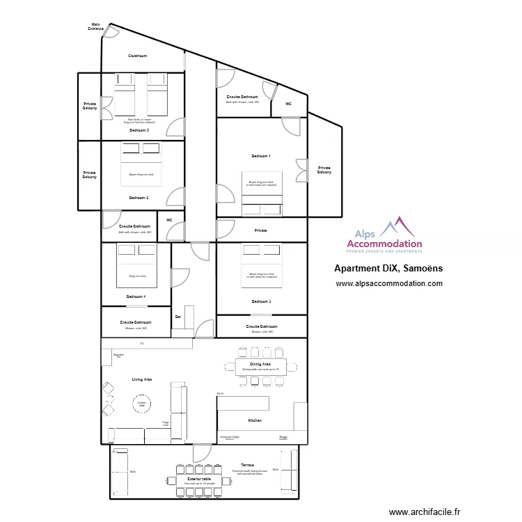 Apt Dix. Plan de 20  et 186 m²