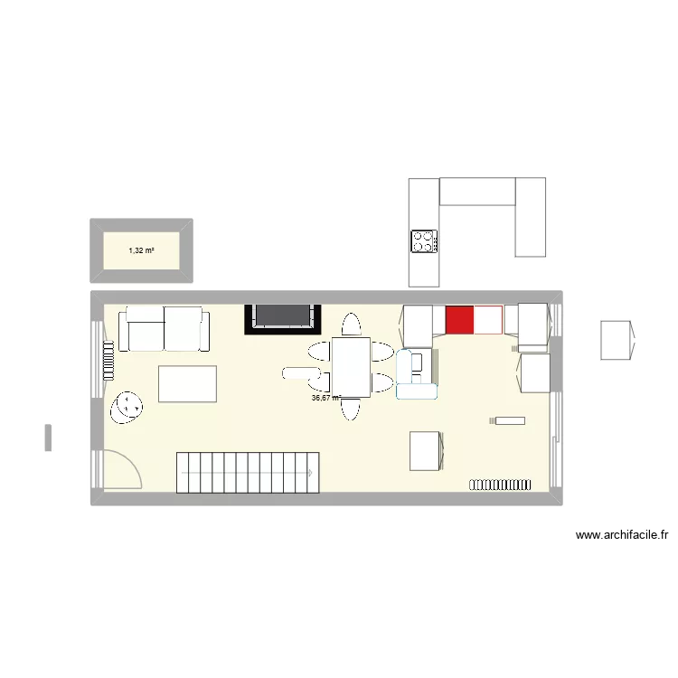 Maison RDC. Plan de 2  et 38 m²