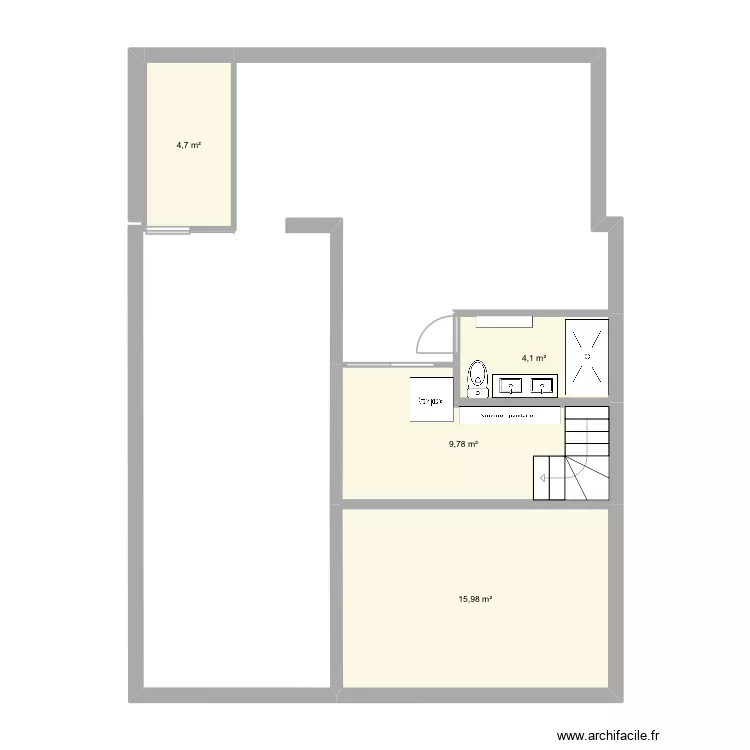 Rez de jardin option. Plan de 4  et 35 m²