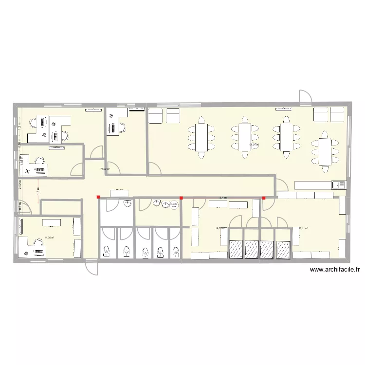 Plan Locaux sociaux v8. Plan de 5  et 192 m²