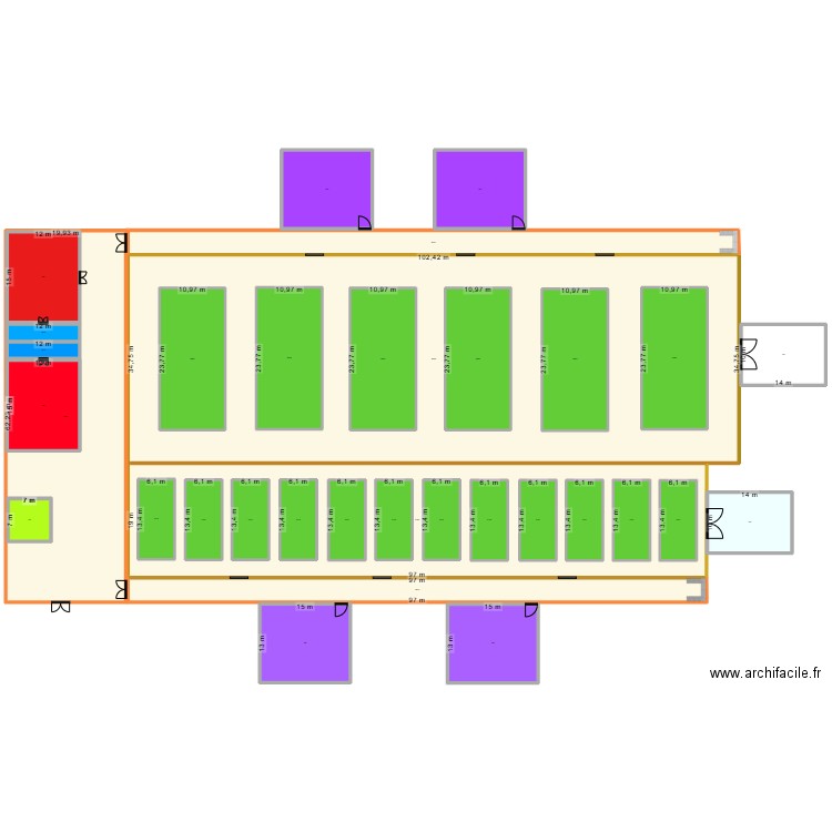 raquette. Plan de 34 pièces et 7199 m2
