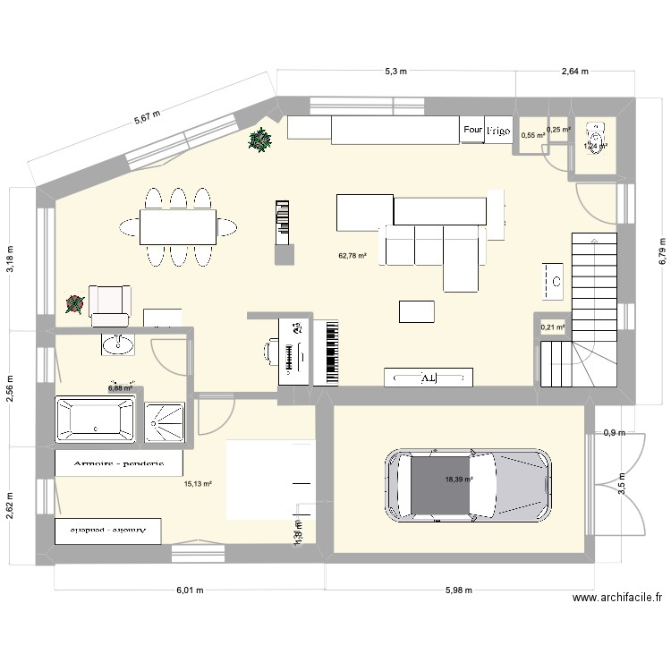 extension maison projet 2. Plan de 8 pièces et 105 m2