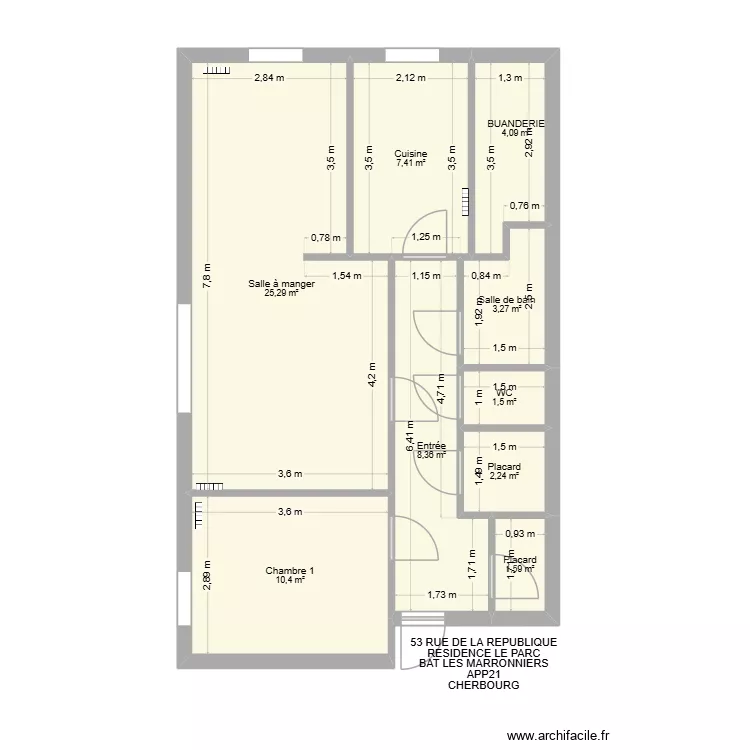BAT LES MARRONNIERS APP21. Plan de 9 et 64 m² BAT LES MARRONNIERS APP21. Plan de 9 et 64 m²