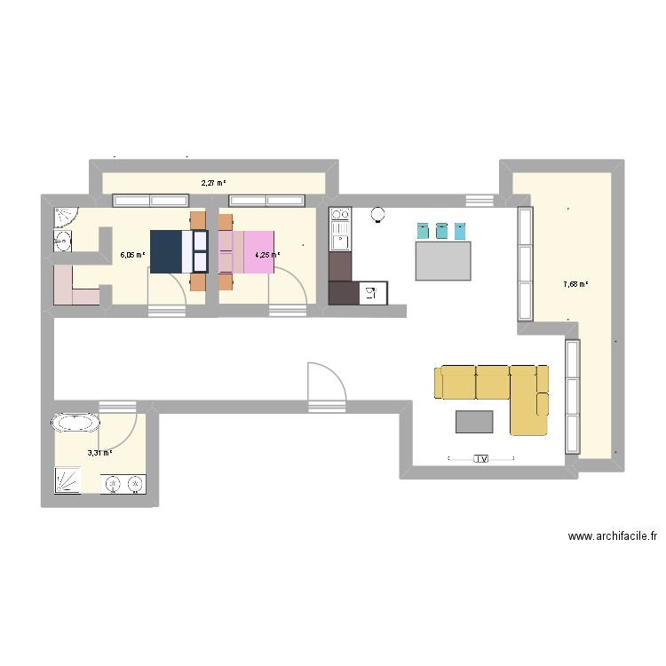 appartement. Plan de 5 pièces et 24 m2