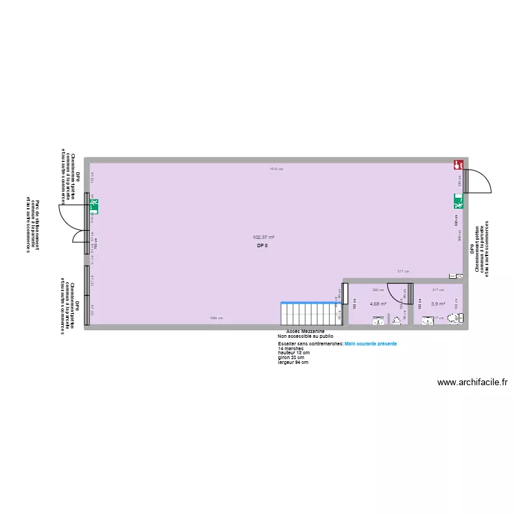 LE BEUZZ CAF&Eacute; RDC AVANT TRAVAUX. Plan de 