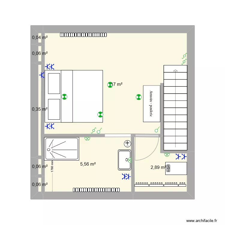 Grenier Quenast. Plan de 8  et 26 m²