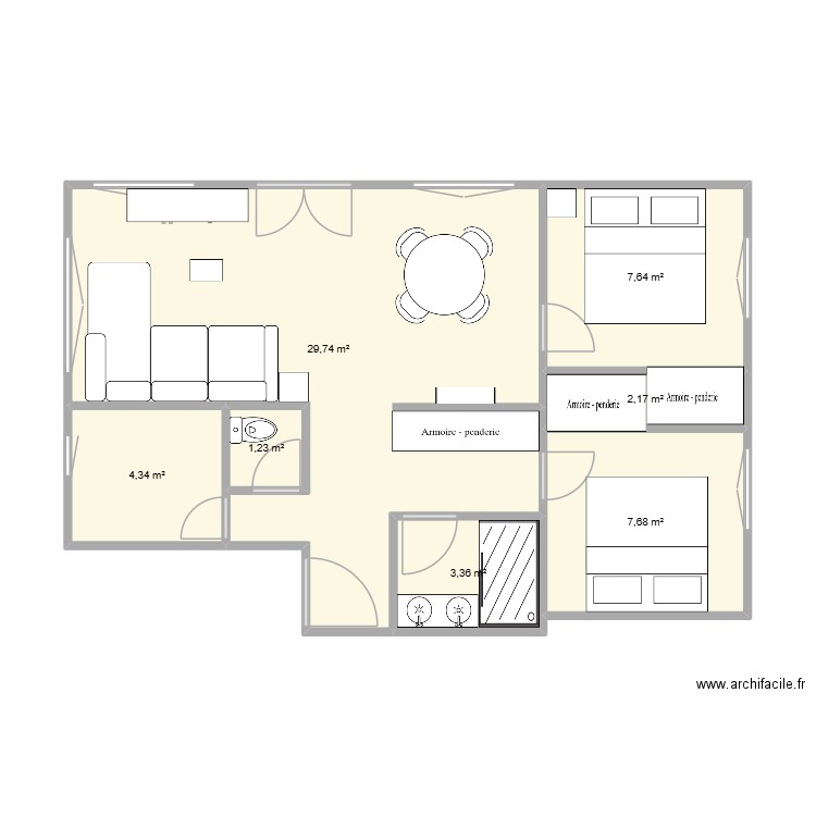 NATOU9. Plan de 7 pièces et 56 m2