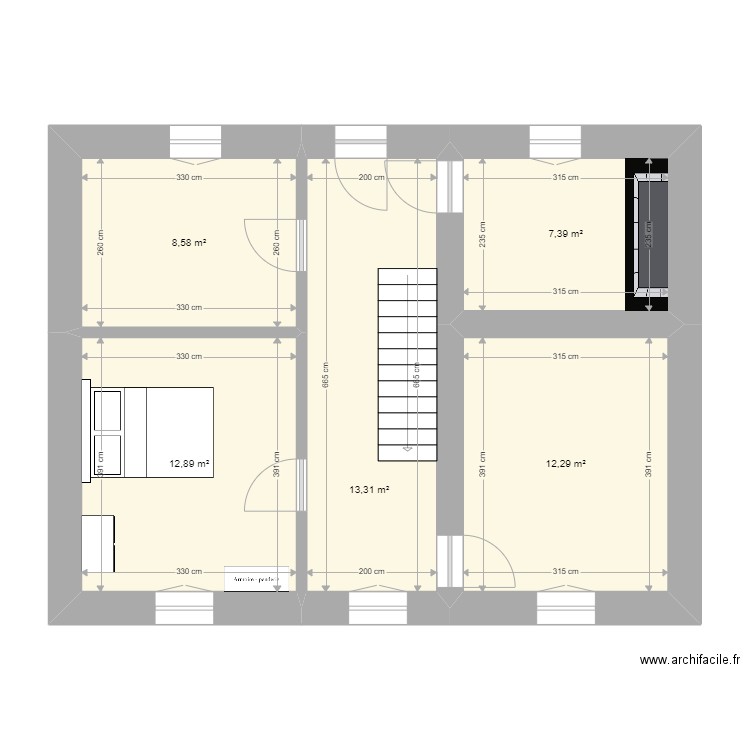 Chavanier Etage. Plan de 5 pièces et 54 m2
