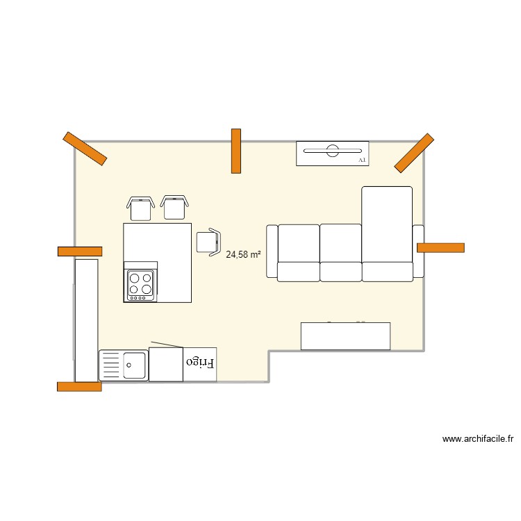 Cuisine comble Margny Hotte centrale. Plan de 0 pièce et 0 m2