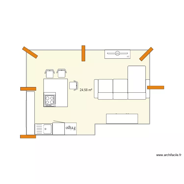 Cuisine comble Margny Hotte centrale. Plan de Cuisine comble Margny Hotte centrale. Plan de