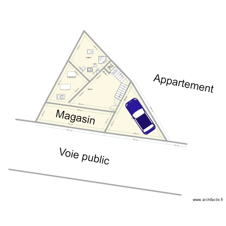 Acher chantier etage. Plan de 5 pièces et 88 m2