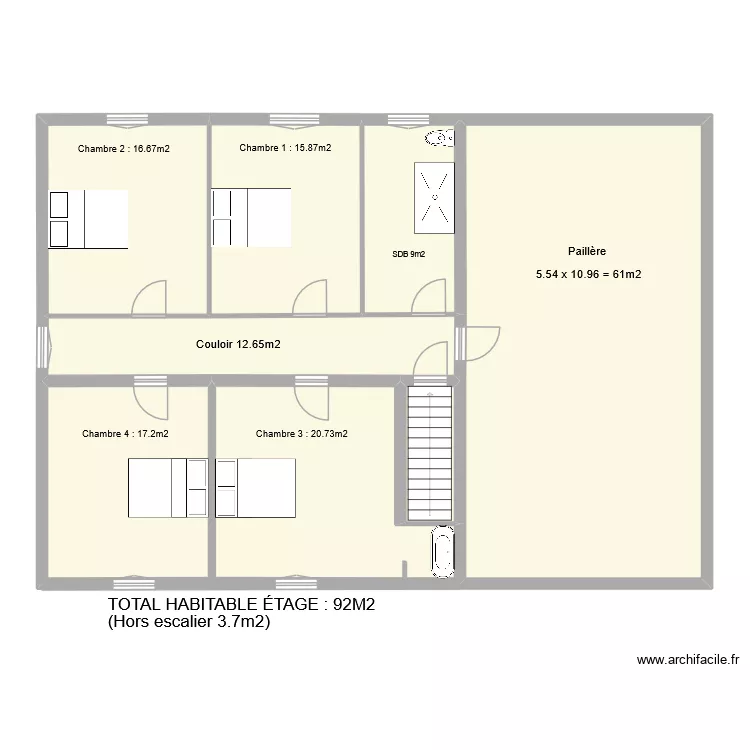 Saussines R+1. Plan de 
