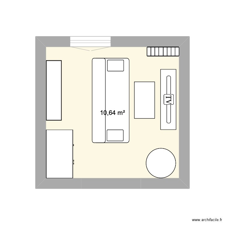 Salon appart paris . Plan de 1 pièce et 11 m2