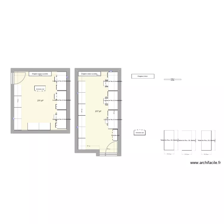 1500 - Eldorado vs Salle support. Plan de 2  et 40 m²