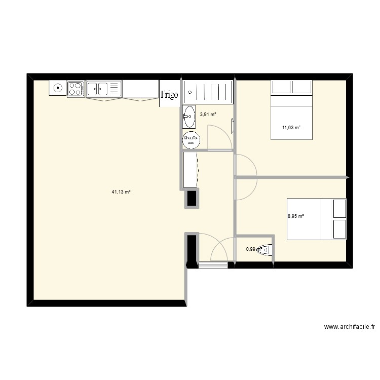 T2 MIRIBEL RIVAGE. Plan de 7 pièces et 67 m2