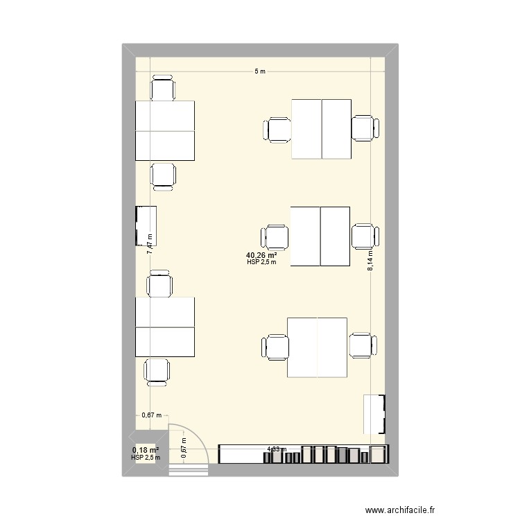 salle 109 3. Plan de 2 pièces et 40 m2