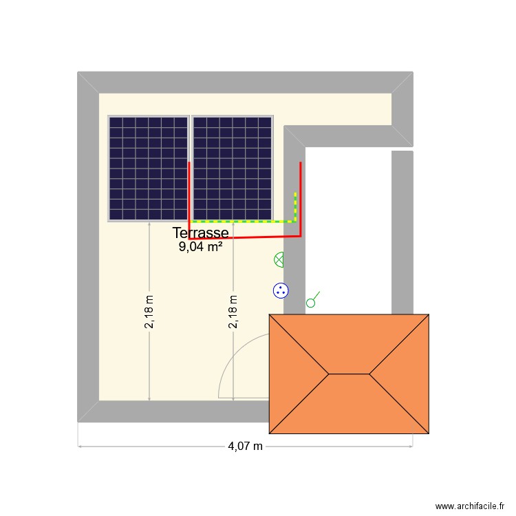 terrasse trozienne trassanel gite. Plan de 1 pièce et 9 m2