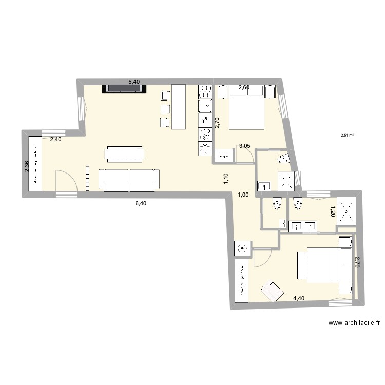 claudio coello 43 2 piso 4. Plan de 3 pièces et 65 m2