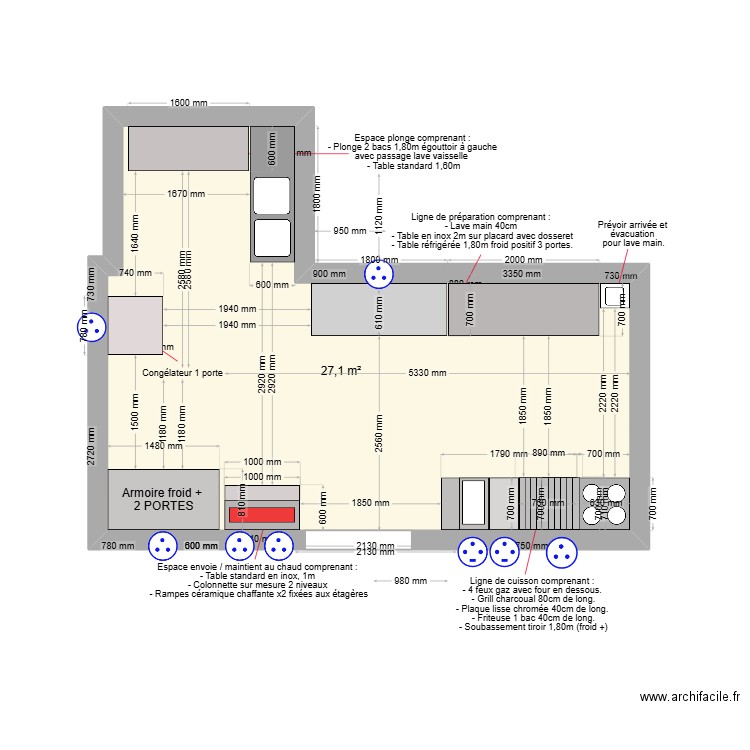 CUISINE EVREN. Plan de 1 pièce et 27 m2