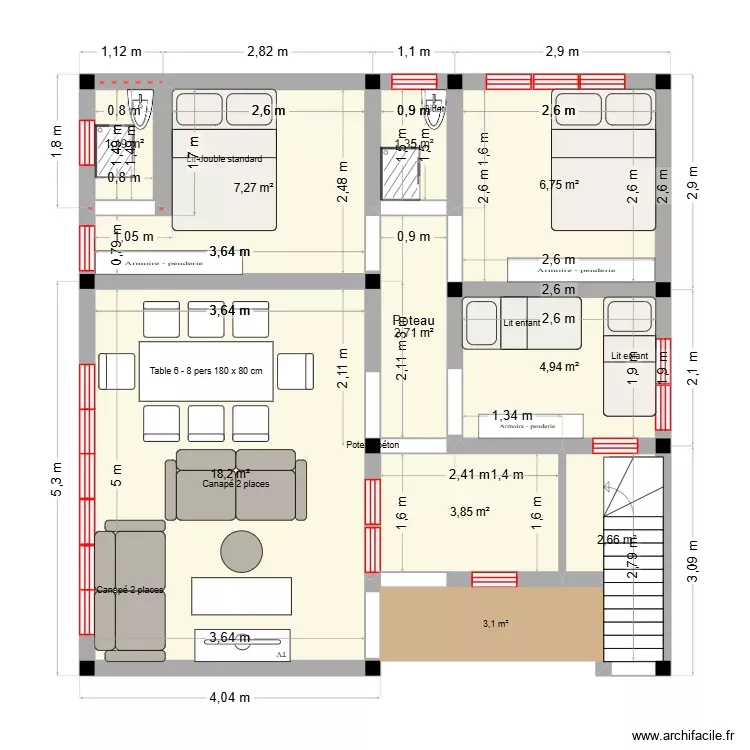 BK2. Plan de 9 Pièces et 49 m²