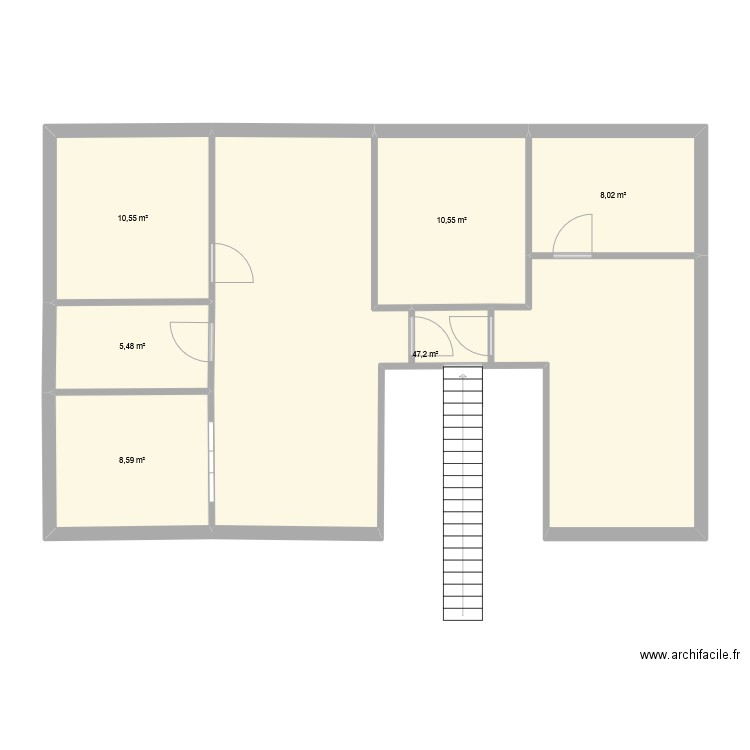 Le Teil. Plan de 6 pièces et 90 m2