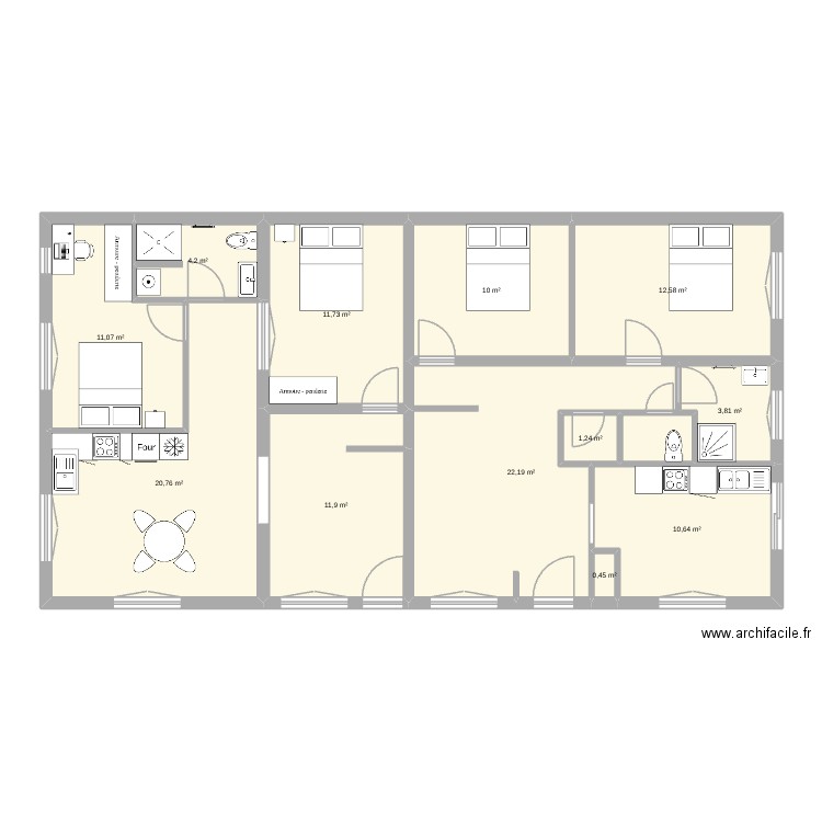Etage1 gauche 2. Plan de 12 pièces et 121 m2
