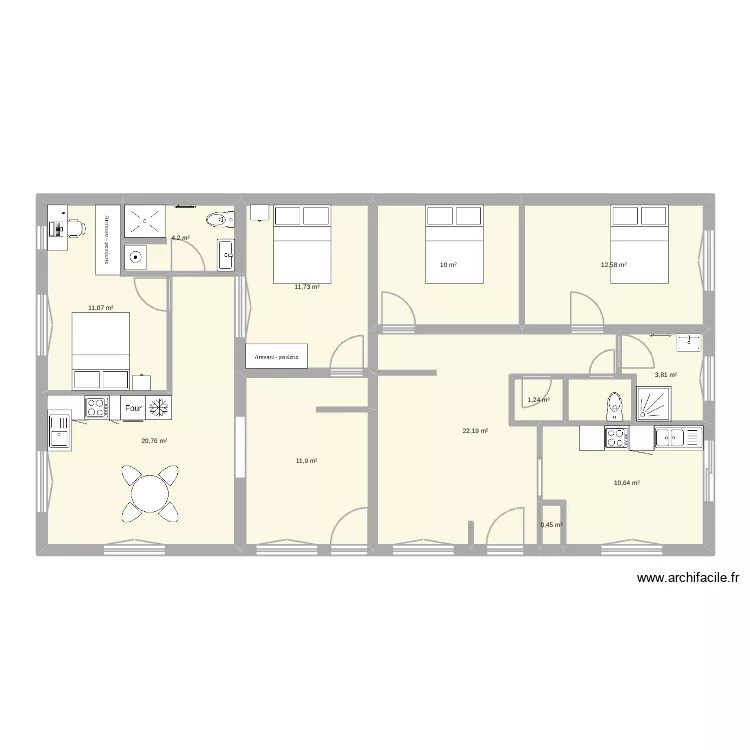 Etage1 gauche 2. Plan de 12 pièces et 121 m²